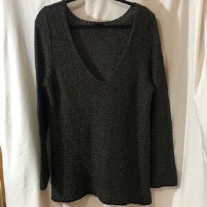 H&M Charcoal Neutrals Soft V-Neck Loose Fit Women’s Sweater, Size M
